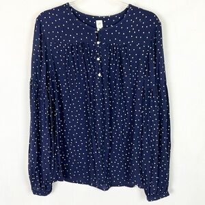 GAP | 💙🤍 Navy Blue & White Balloon Sleeves Loose Burton Top Peasant Blouse Top